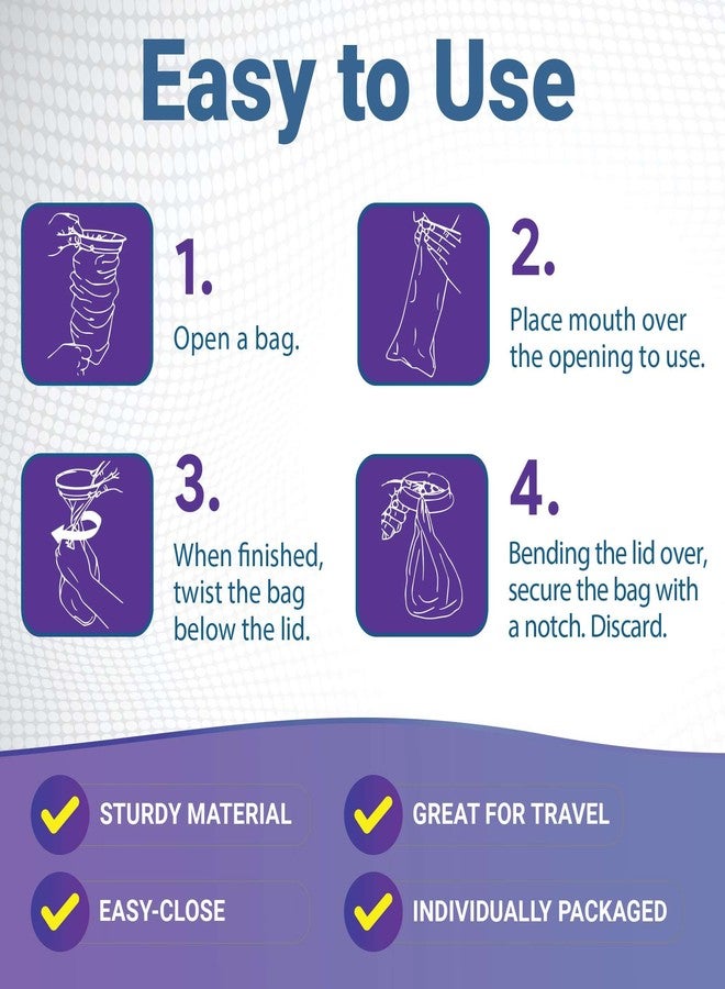 WeCare Kids Vomit Bags Disposable 5 Pack - Individually Wrapped Barf Bags with Cute Tie Dye Print - Leak Proof Self Sealing Emesis Bags for Motion Car Sickness and Nausea - Ideal for Taxis, Airplane Travel - Image 3